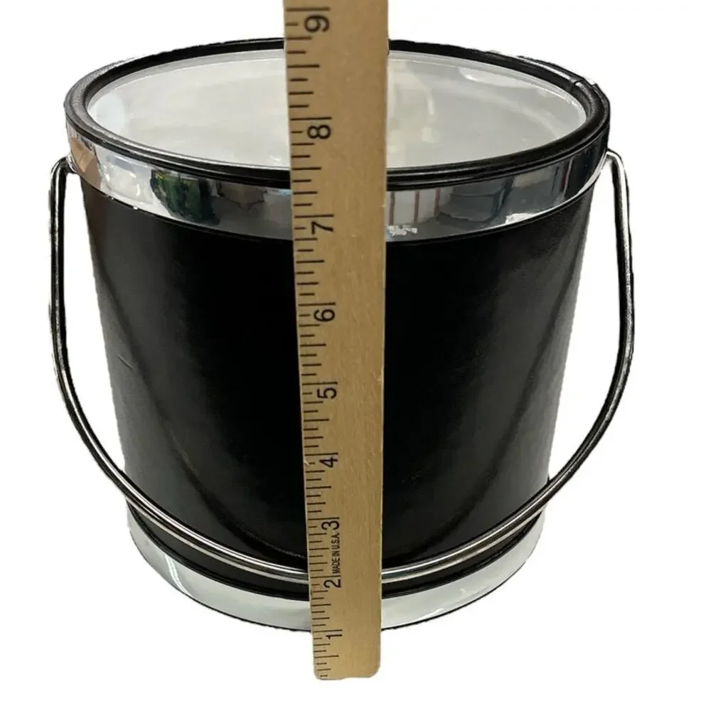 Vintage Mid Century Modern Faux‎ Leather Bar Ware Ice Bucket
